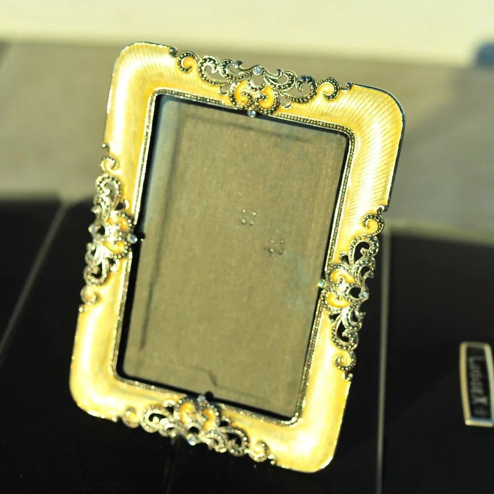 1pcs Silver Gold Glaze Metalwork Crystal Floral Picture frame